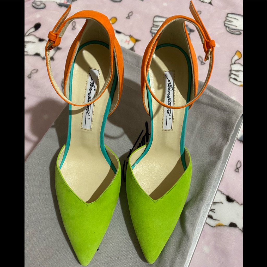 Brian Atwood 4.5 Inch Pumps. Size 7 Brand New In Box Green Orange Hot Pink